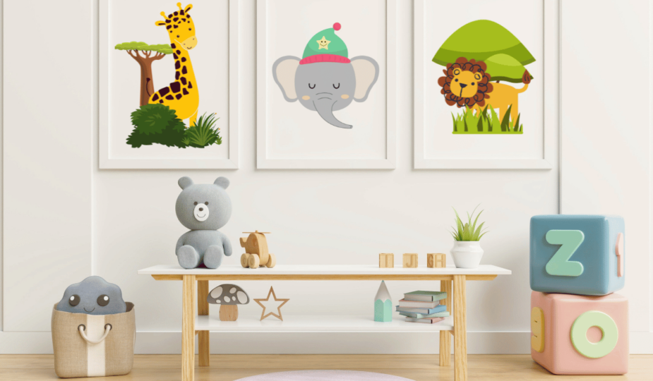 3-teiliges Kinderzimmer-Bilder-Set